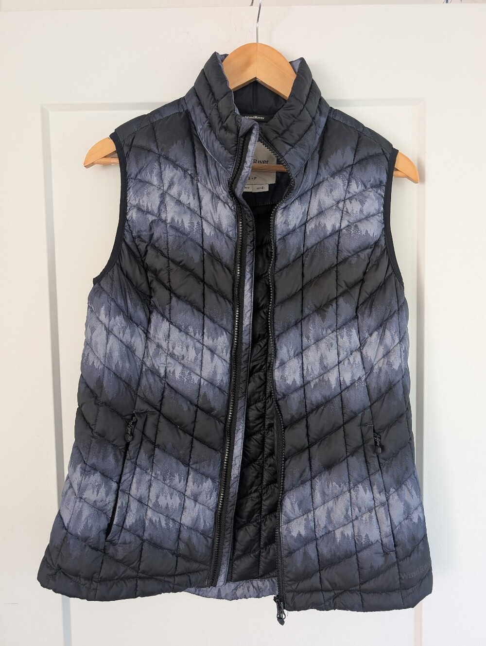 Cozy Fall Vest Blue Forest Pattern
